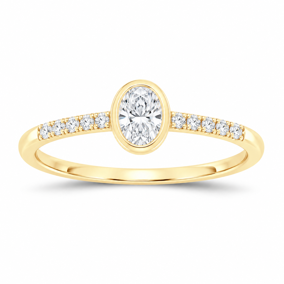 14K Yellow Gold 3/8 CTW Lab-Grown Diamond Oval Bezel Engagement Ring, photo 1