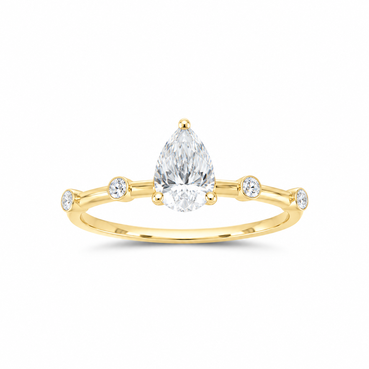 14K Yellow Gold 7/8 CTW Lab-Grown Diamond Pear Engagement Ring, photo 1