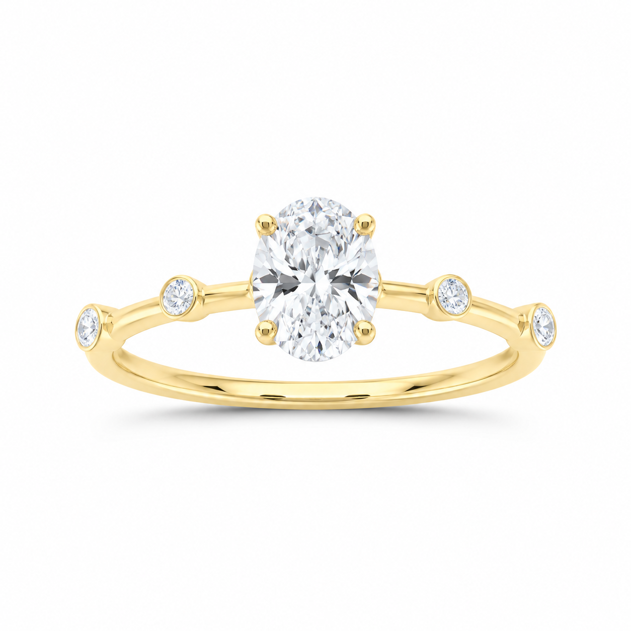 14K Yellow Gold 1 CTW Lab-Grown Diamond Oval Engagement Ring, photo 1