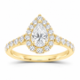 14K Yellow Gold 1 5/8 CTW Lab-Grown Diamond Pear Halo Engagement Ring, photo 1