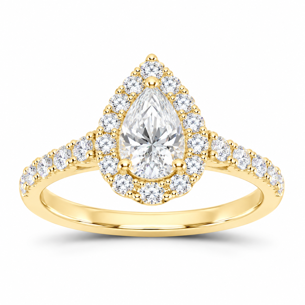 14K Yellow Gold 1 5/8 CTW Lab-Grown Diamond Pear Halo Engagement Ring, photo 1