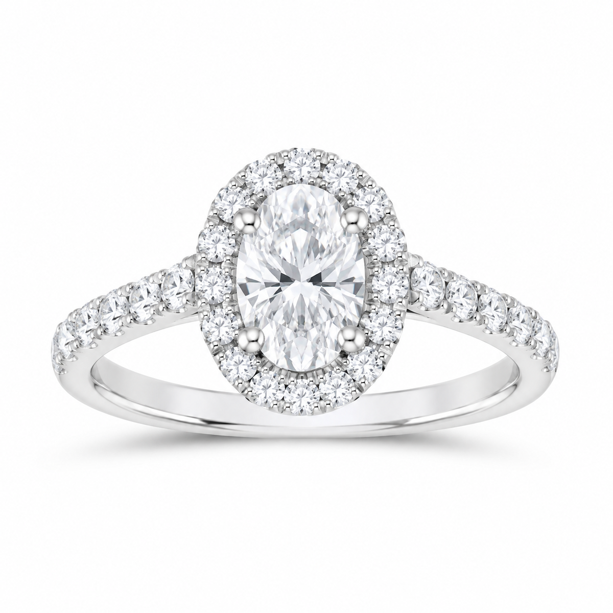 14K White Gold 1 7/8 CTW Lab-Grown Diamond Oval Halo Engagement Ring, photo 1