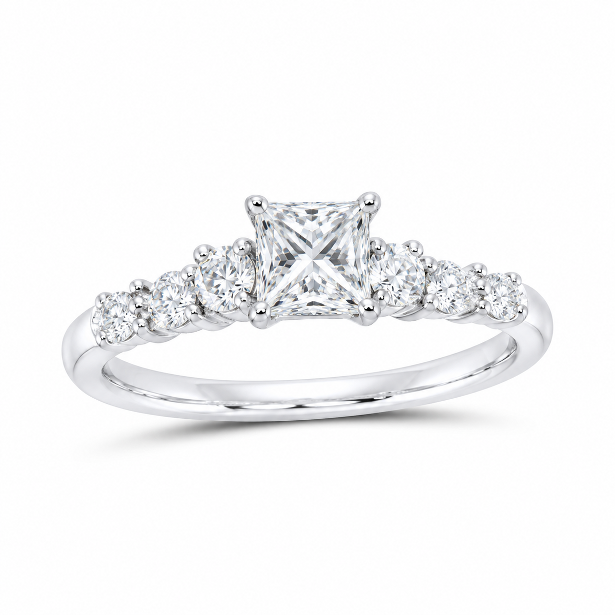 14K White Gold 2 CTW Lab-Grown Diamond Princess Engagement Ring, photo 1