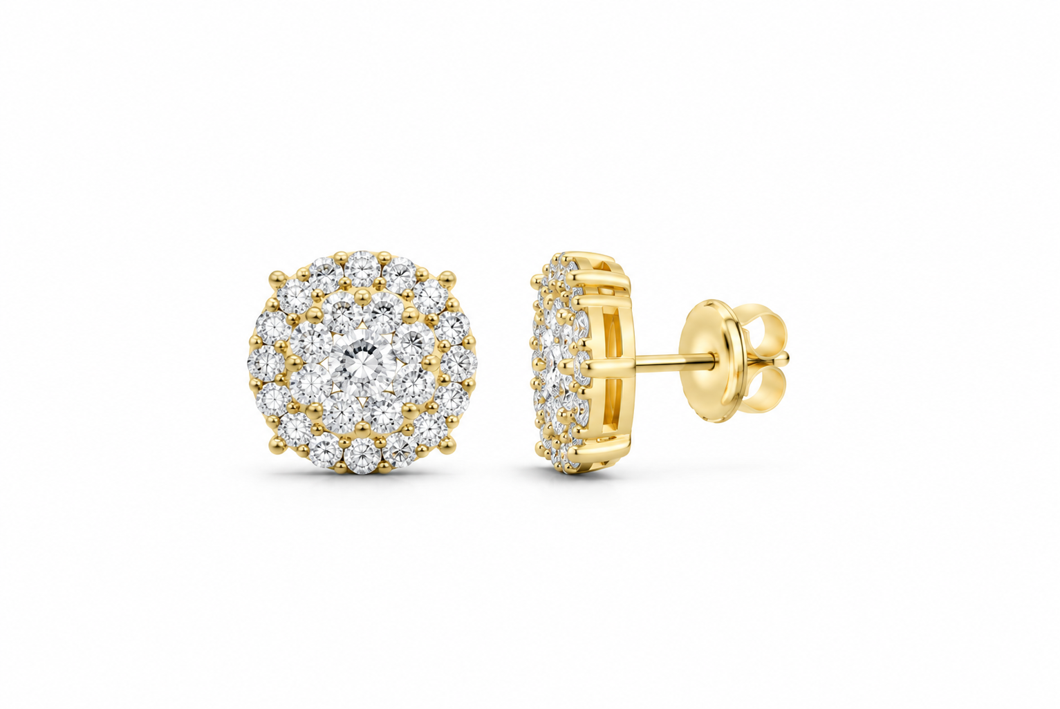 10K Gold 2 1/2 CTW Lab-Grown Diamond Round Cluster Men's Stud Earrings SKU 10985
