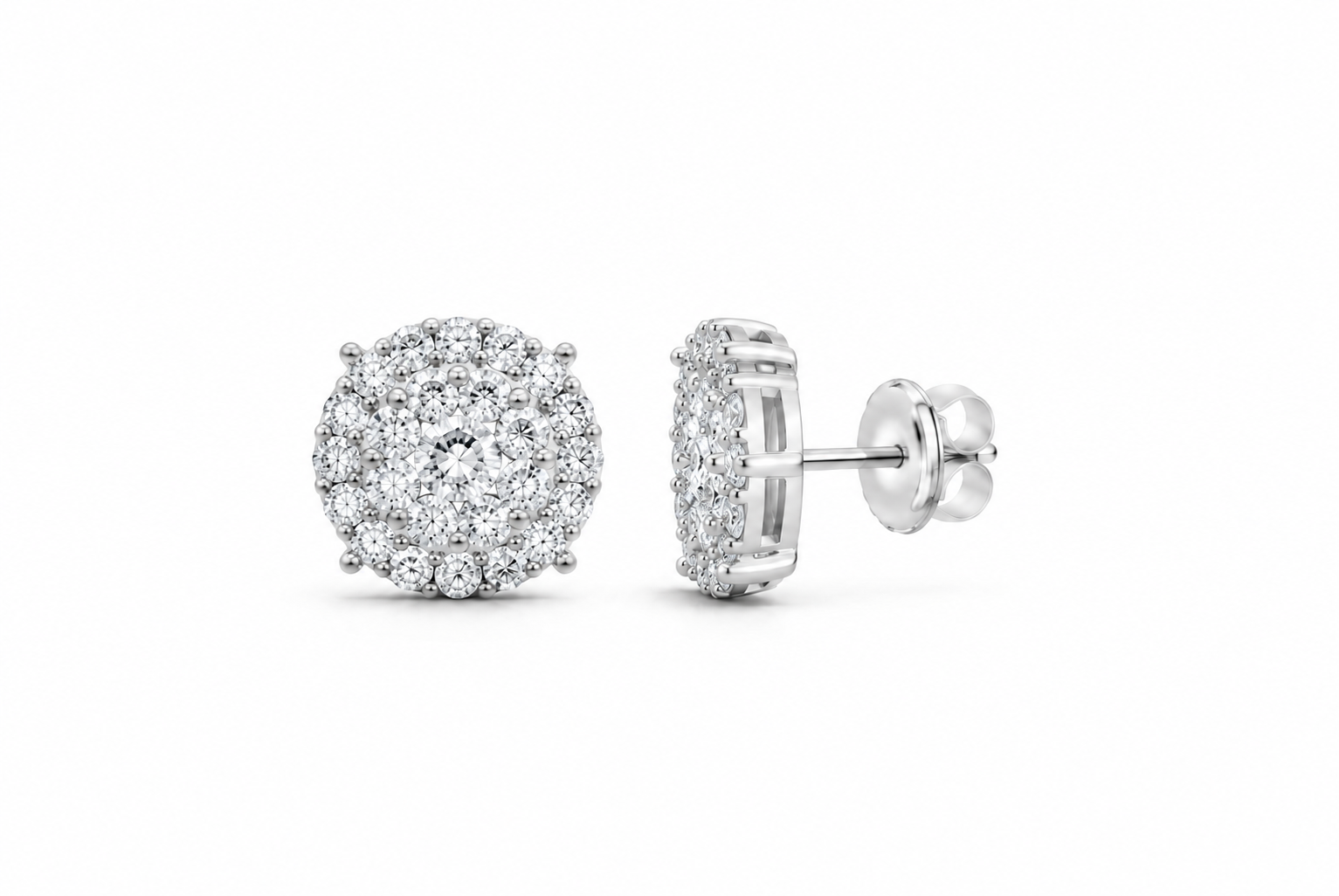 10K Gold 2 1/2 CTW Lab-Grown Diamond Round Cluster Men's Stud Earrings SKU 10986