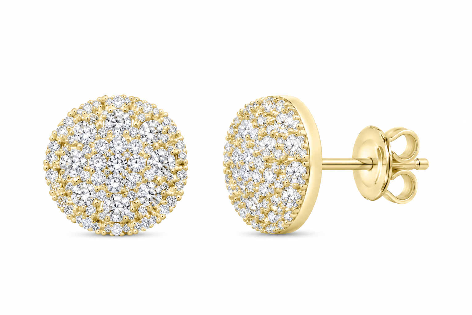 10K Yellow Gold 2 1/3 CTW Lab-Grown Diamond Round Men's Stud Earrings SKU 10987