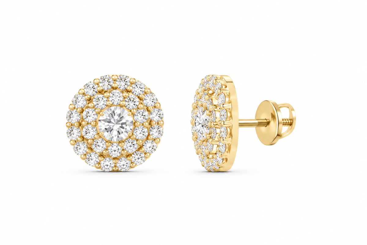 10K Gold 3 CTW Lab-Grown Diamond Round Men's Stud Earrings SKU 10992