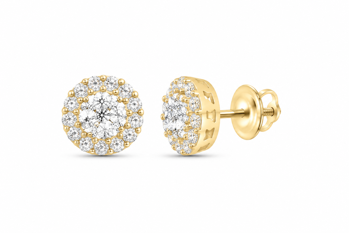 10K Yellow Gold 2 7/8 CTW Lab-Grown Diamond Round Men's Stud Earrings SKU 10996