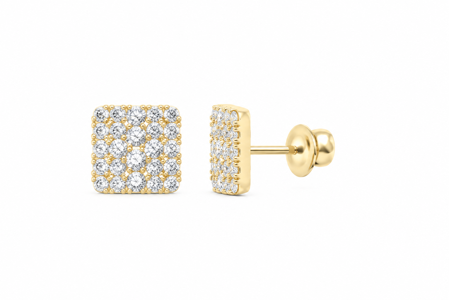 10K Yellow Gold 4 CTW Lab-Grown Diamond Square Men's Stud Earrings SKU 10997