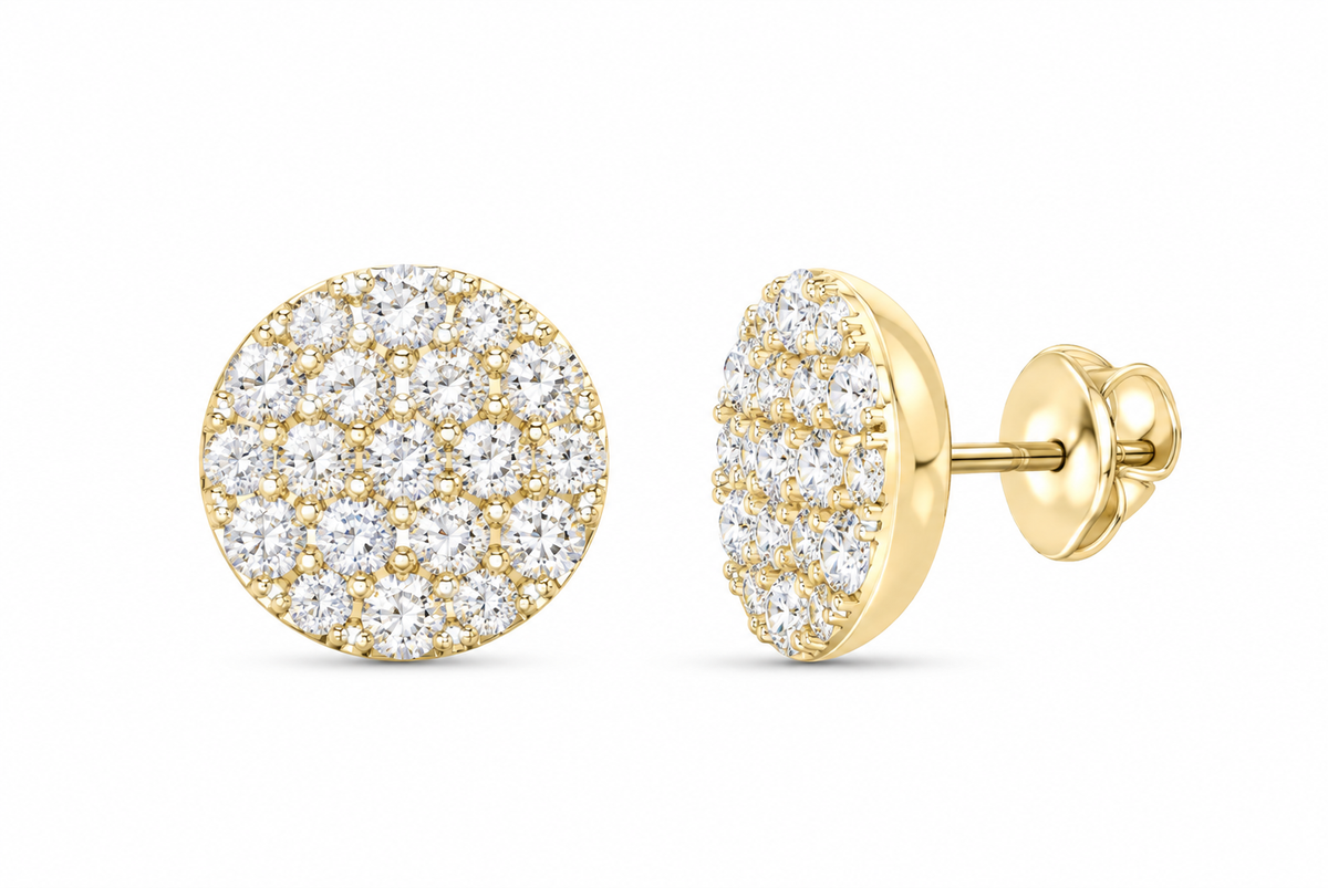 10K Gold 2 CTW Lab-Grown Diamond Round Men's Stud Earrings SKU 11004