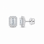 14K gold 2 CTW lab-grown diamond emerald halo stud earrings in white gold