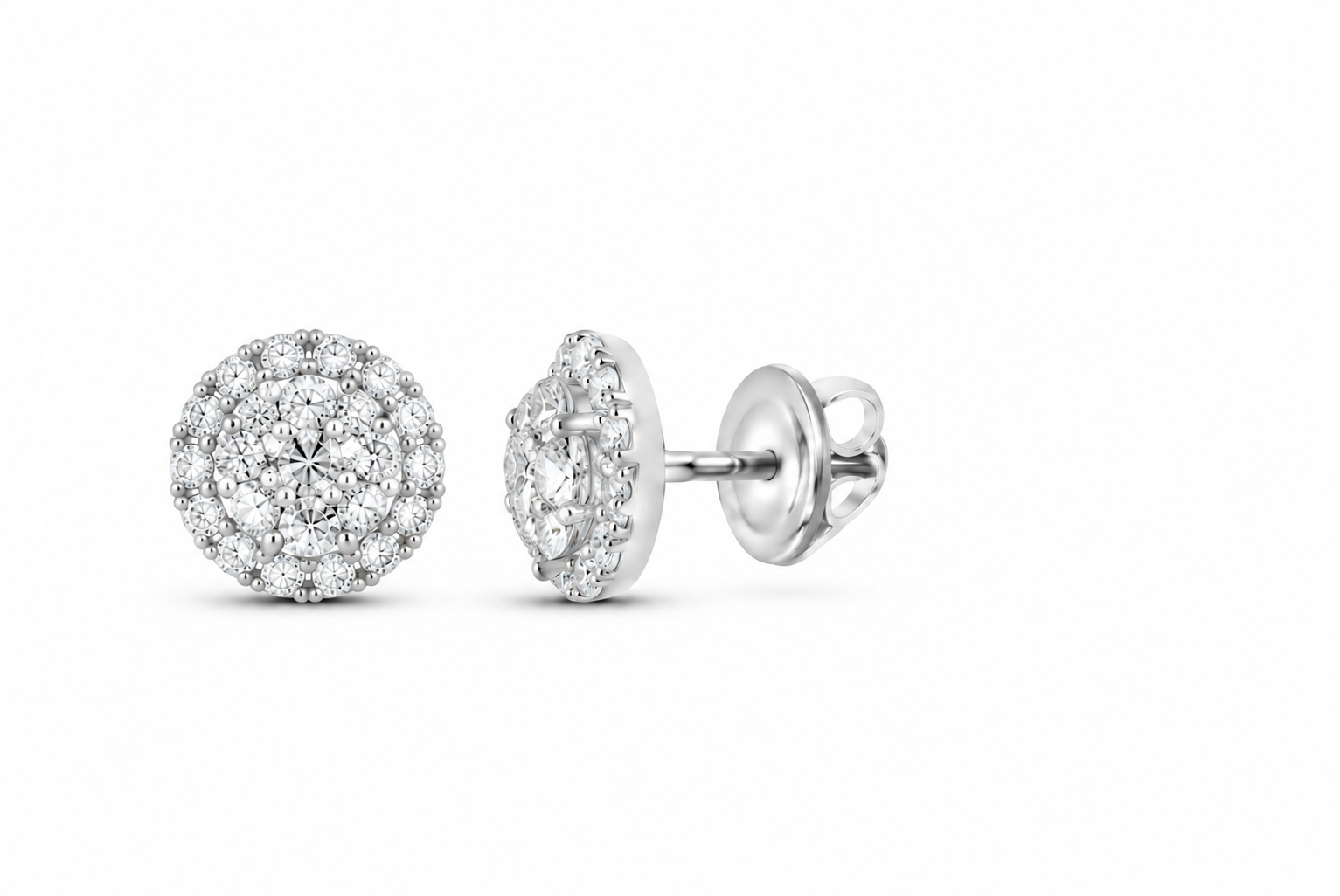 14K Gold 1 CTW Lab-Grown Diamond Round Halo Stud Earrings, SKU 11013