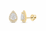 14K Gold 1 CTW Lab-Grown Diamond Pear Halo Stud Earrings, SKU 11014