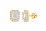 14K Gold 1 CTW Lab-Grown Diamond Emerald Halo Stud Earrings, SKU 11022