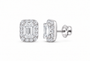 14K Gold 1 CTW Lab-Grown Diamond Emerald Halo Stud Earrings, SKU 11023