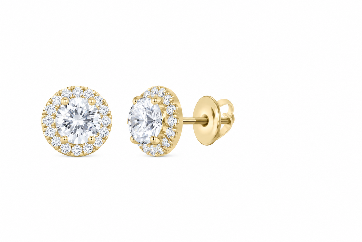 14K Gold 2 1/4 CTW Lab-Grown Diamond Round Halo Stud Earrings SKU 11024
