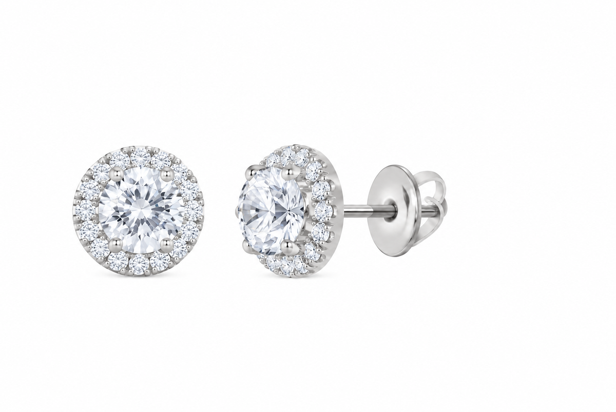 14K Gold 2 1/4 CTW Lab-Grown Diamond Round Halo Stud Earrings SKU 11025
