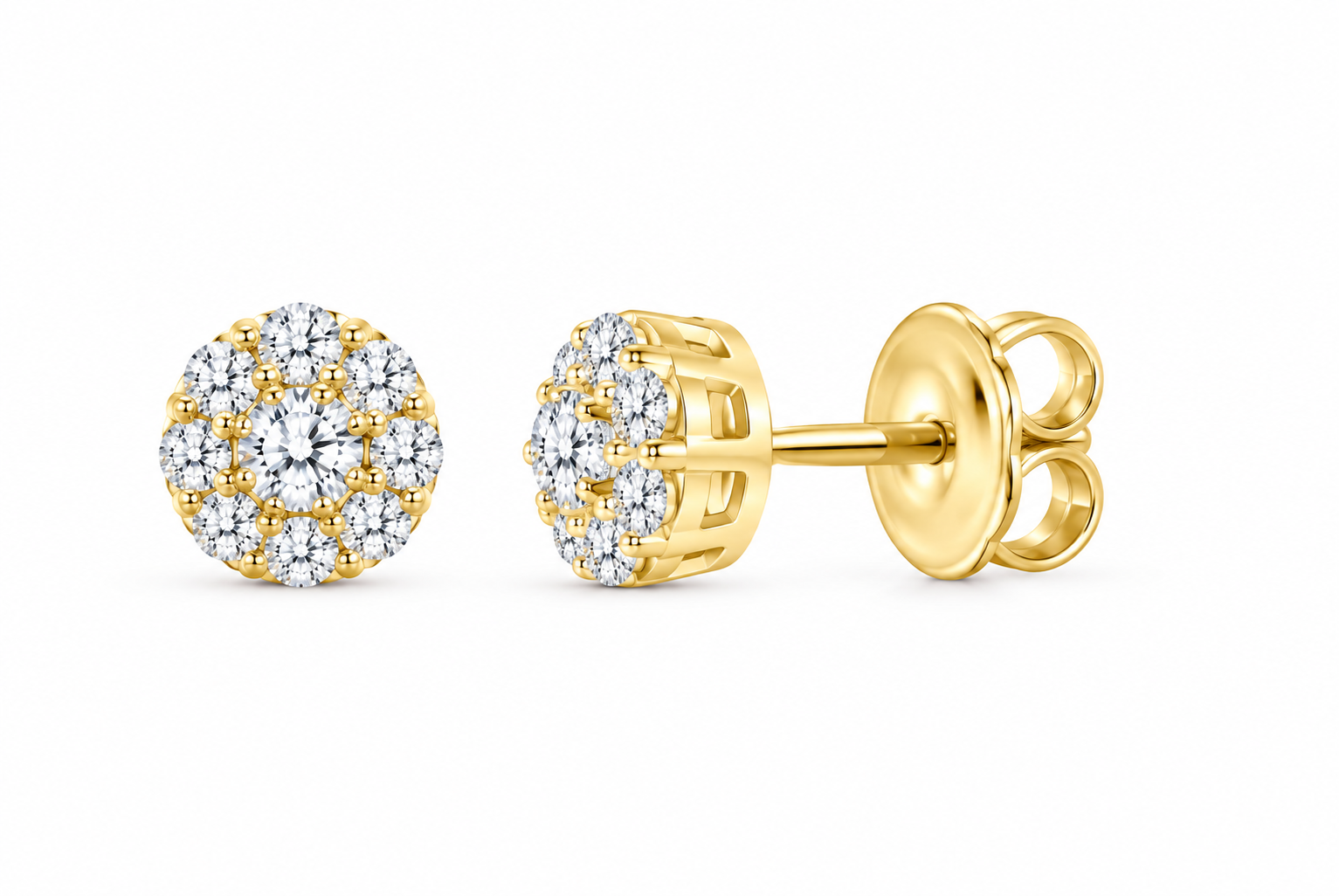 Perez Jewerly 10K gold lab-grown diamond flower stud earrings, supplier SKU 14178