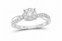 10K white gold lab-grown diamond round cluster crossover fashion ring, SKU 14328