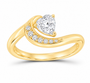 14K yellow gold heart diamond crossover ring, SKU 14978