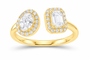 10K yellow gold emerald and oval lab-grown diamond ring, SKU 15074