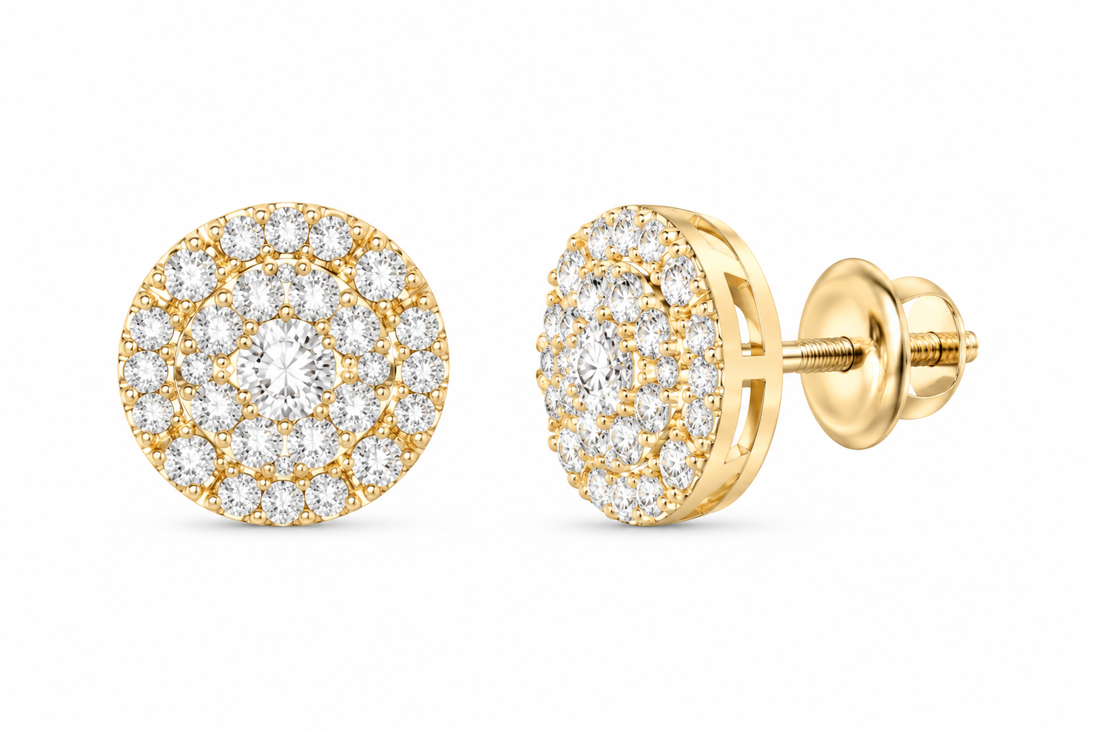 10K Gold 3 CTW Lab-Grown Diamond Round Halo Men's Stud Earrings SKU 15124