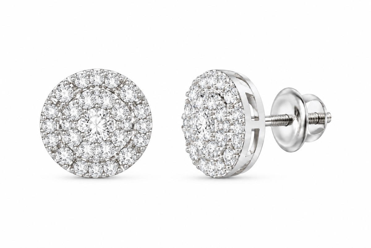 10K Gold 3 CTW Lab-Grown Diamond Round Halo Men's Stud Earrings SKU 15125