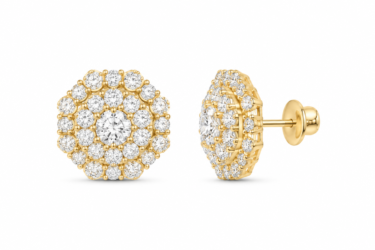 10K Yellow Gold 3 7/8 CTW Lab-Grown Diamond Round Men's Stud Earrings SKU 15126