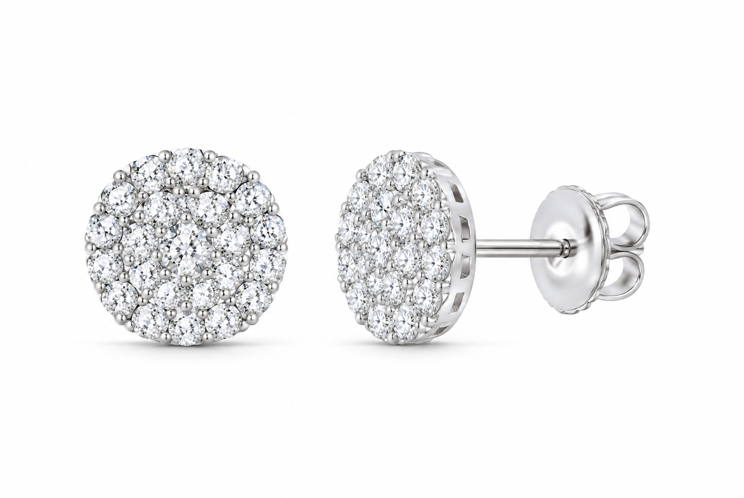 10K White Gold 3 CTW Lab-Grown Diamond Round Men's Stud Earrings SKU 15129