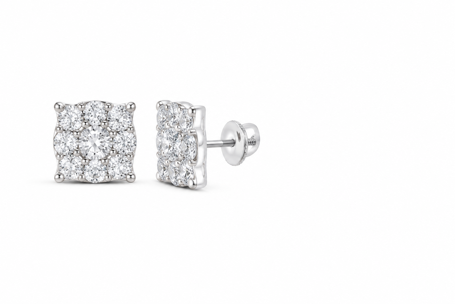 10K Gold 3 3/4 CTW Lab-Grown Diamond Square-Face Men's Stud Earrings SKU 15139