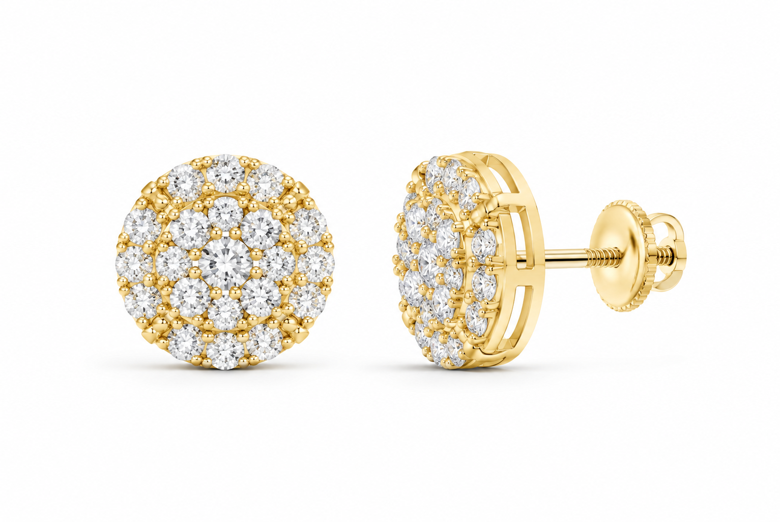 10K Yellow Gold 4 CTW Lab-Grown Diamond Round Men's Stud Earrings SKU 15140