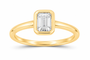 14K yellow gold emerald-cut lab-grown diamond bezel ring, SKU 15698