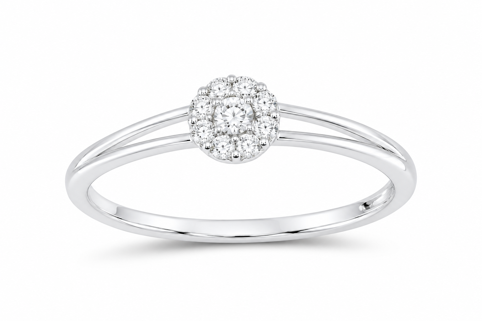 10K white gold round lab-grown diamond cluster ring, SKU 16222