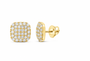 Perez Jewerly yellow metal color multirow cushion lab-grown diamond studs, supplier SKU 17420