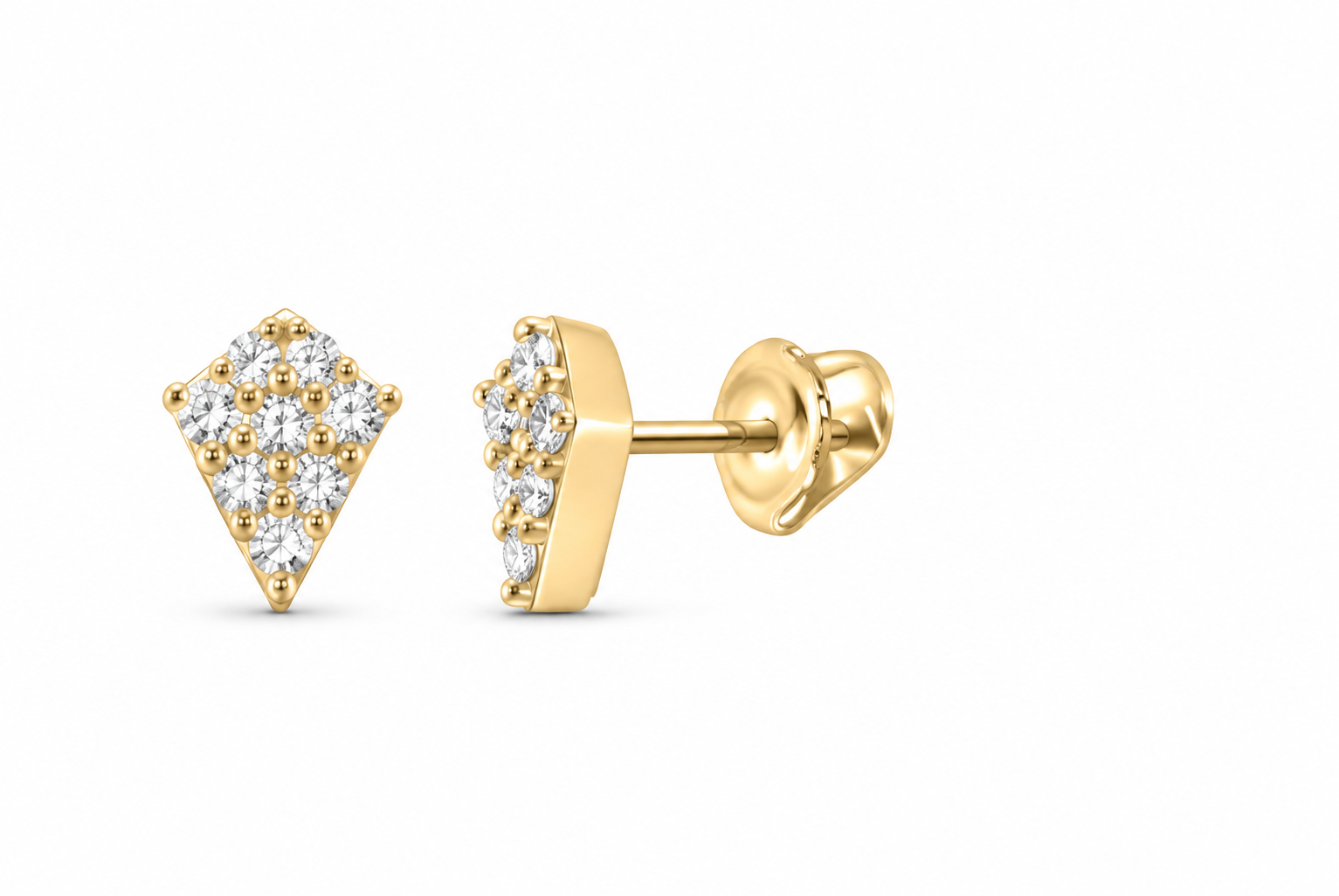 Perez Jewerly yellow metal color lab-grown diamond stud earrings, supplier SKU 17450