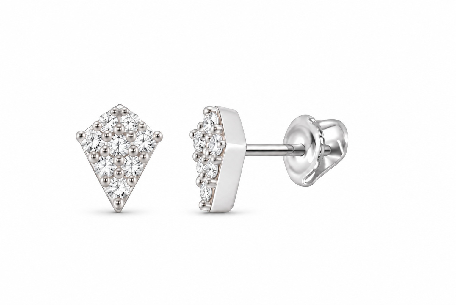 Perez Jewerly white metal color lab-grown diamond stud earrings, supplier SKU 17451