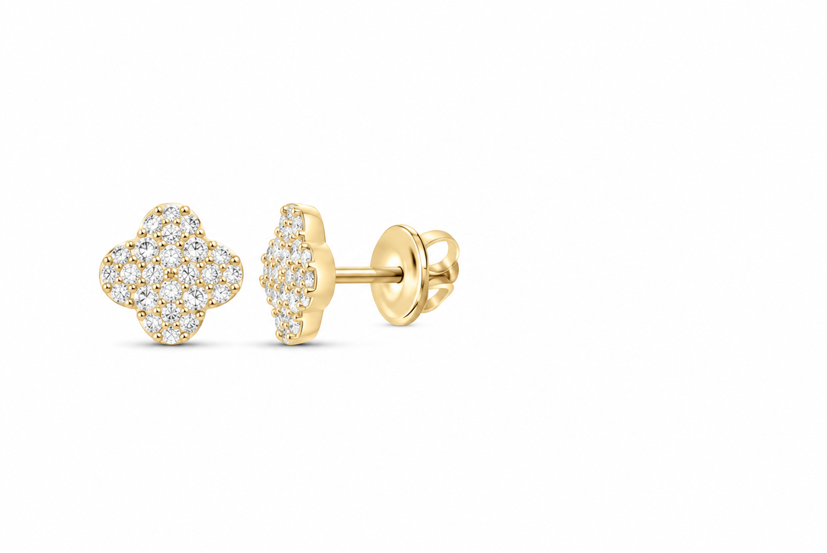 Perez Jewerly yellow metal color lab-grown diamond stud earrings, supplier SKU 17456