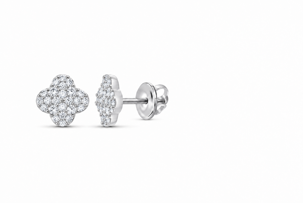 Perez Jewerly white metal color lab-grown diamond stud earrings, supplier SKU 17457