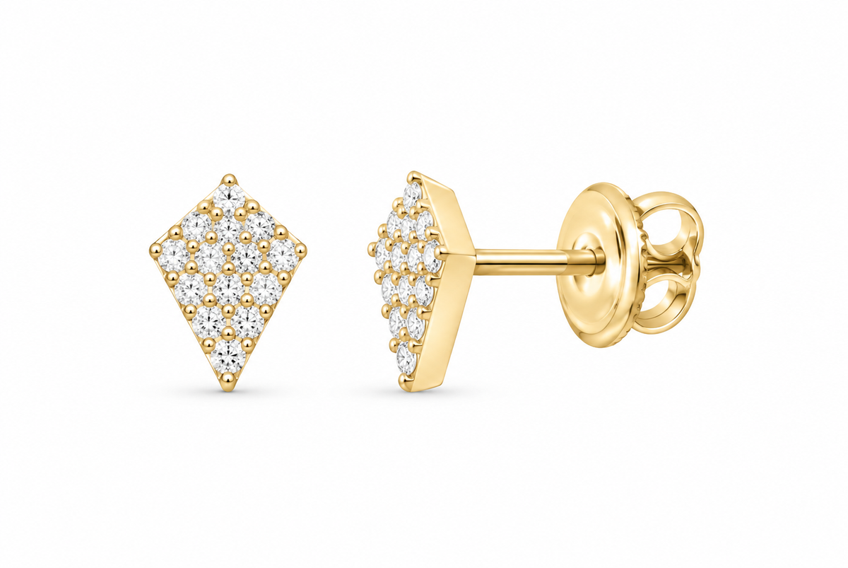 Perez Jewerly yellow metal color lab-grown diamond stud earrings, supplier SKU 17468