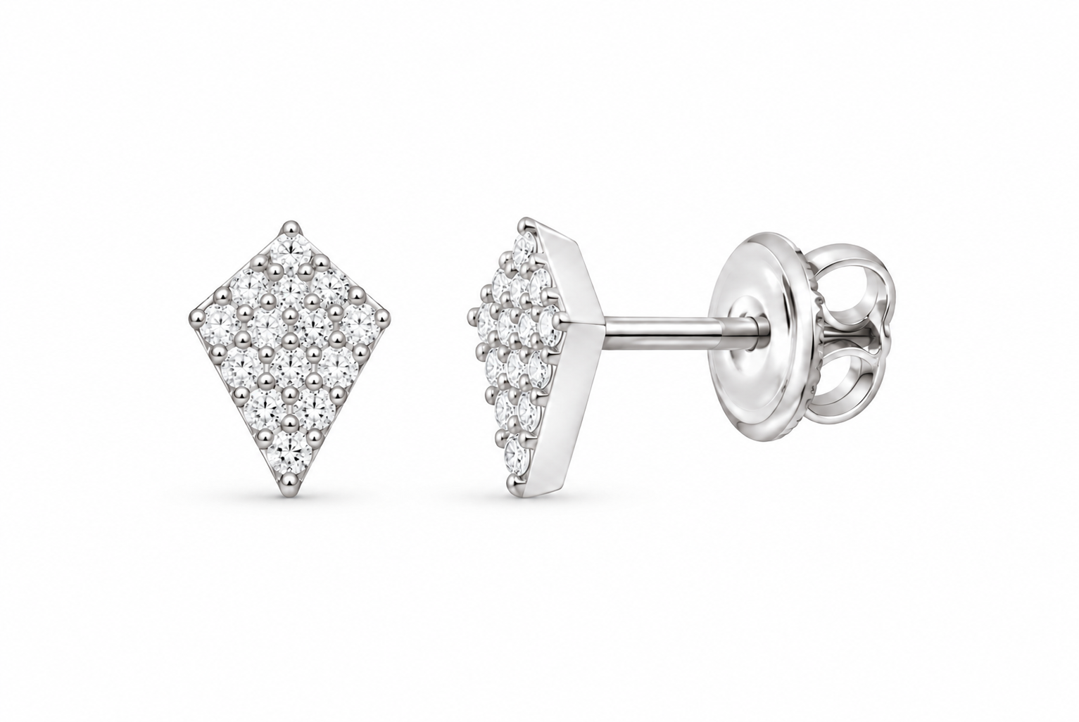 Perez Jewerly white metal color lab-grown diamond stud earrings, supplier SKU 17469