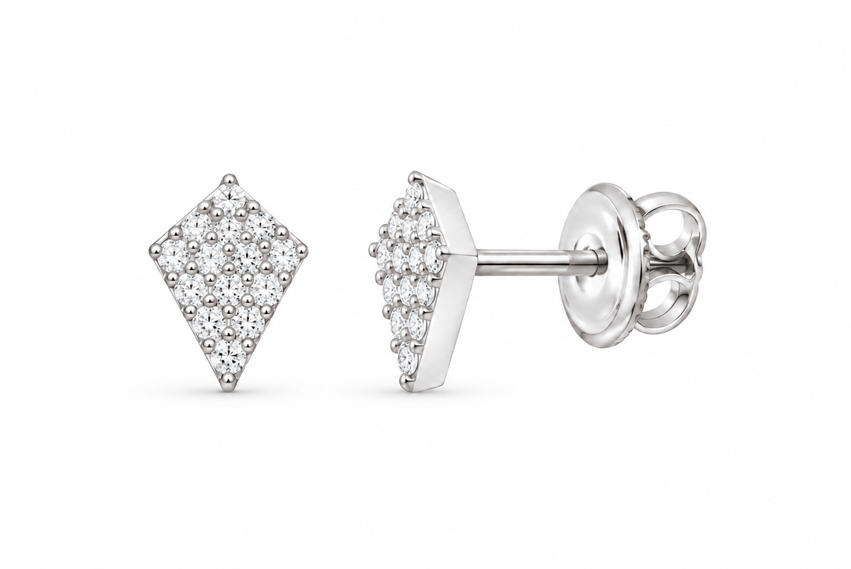Perez Jewerly white metal color lab-grown diamond stud earrings, supplier SKU 17469