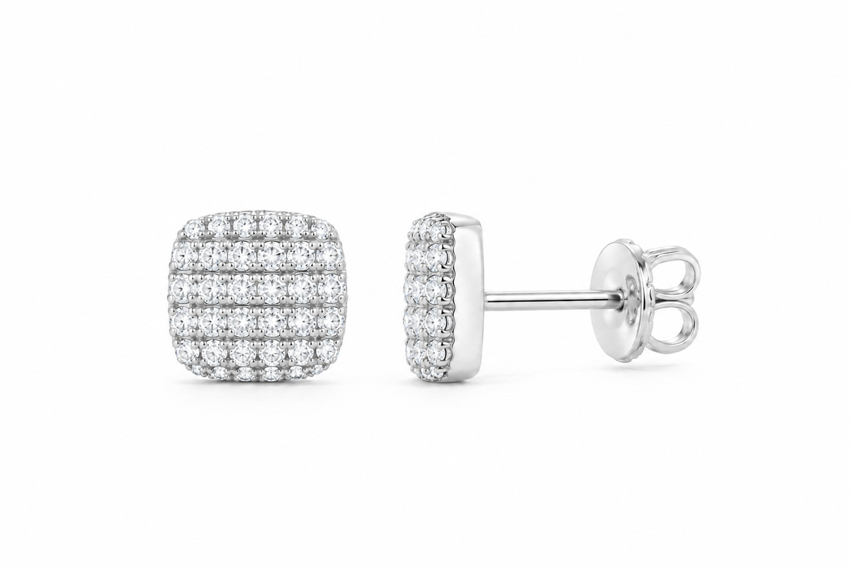 Perez Jewerly white metal color lab-grown diamond stud earrings, supplier SKU 17481