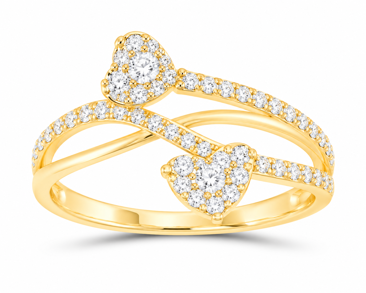10K yellow gold lab-grown diamond heart cuff ring, supplier SKU 17332