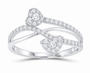 10K white gold lab-grown diamond heart cuff ring, supplier SKU 17333