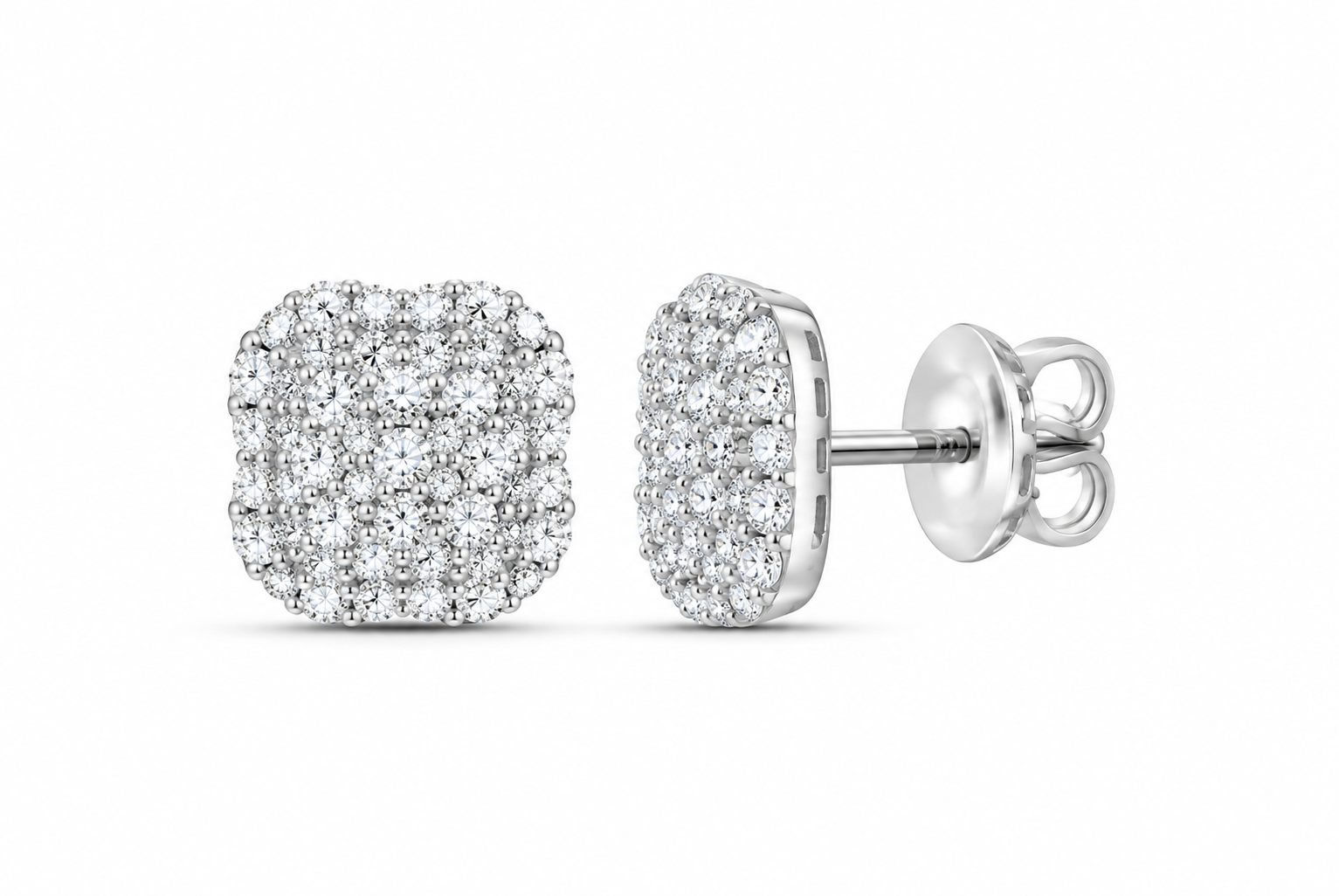 White-color 5/8 CTW lab-grown diamond clover cluster stud earrings