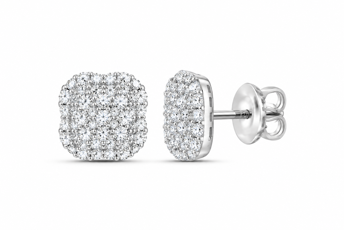 White-color 5/8 CTW lab-grown diamond clover cluster stud earrings