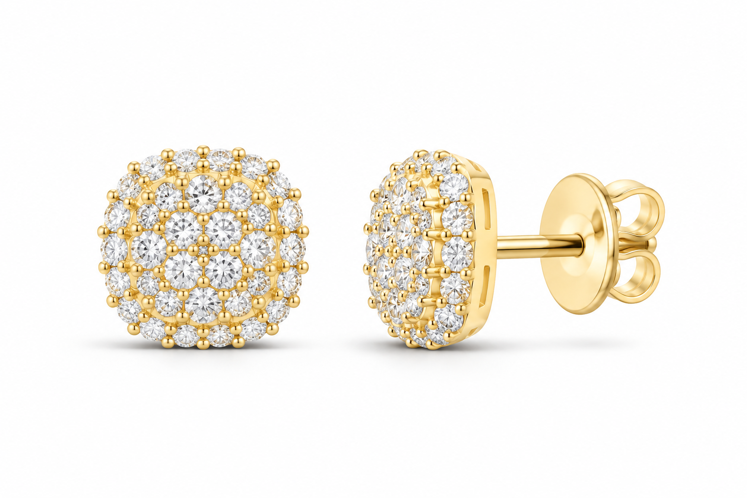 Yellow 1/2 CTW lab-grown diamond cushion stud earrings SKU 17164