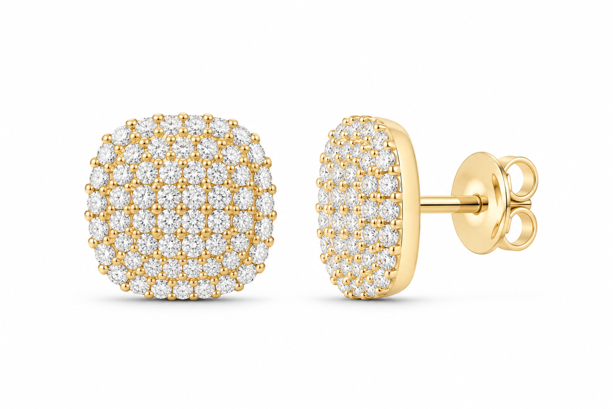 Yellow 3/4 CTW lab-grown diamond cushion stud earrings SKU 17170
