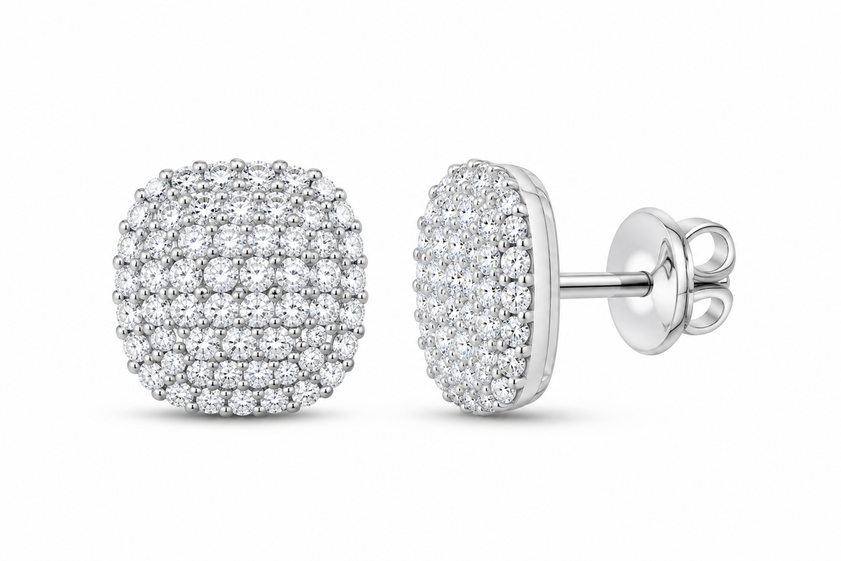 White 3/4 CTW lab-grown diamond cushion stud earrings SKU 17171