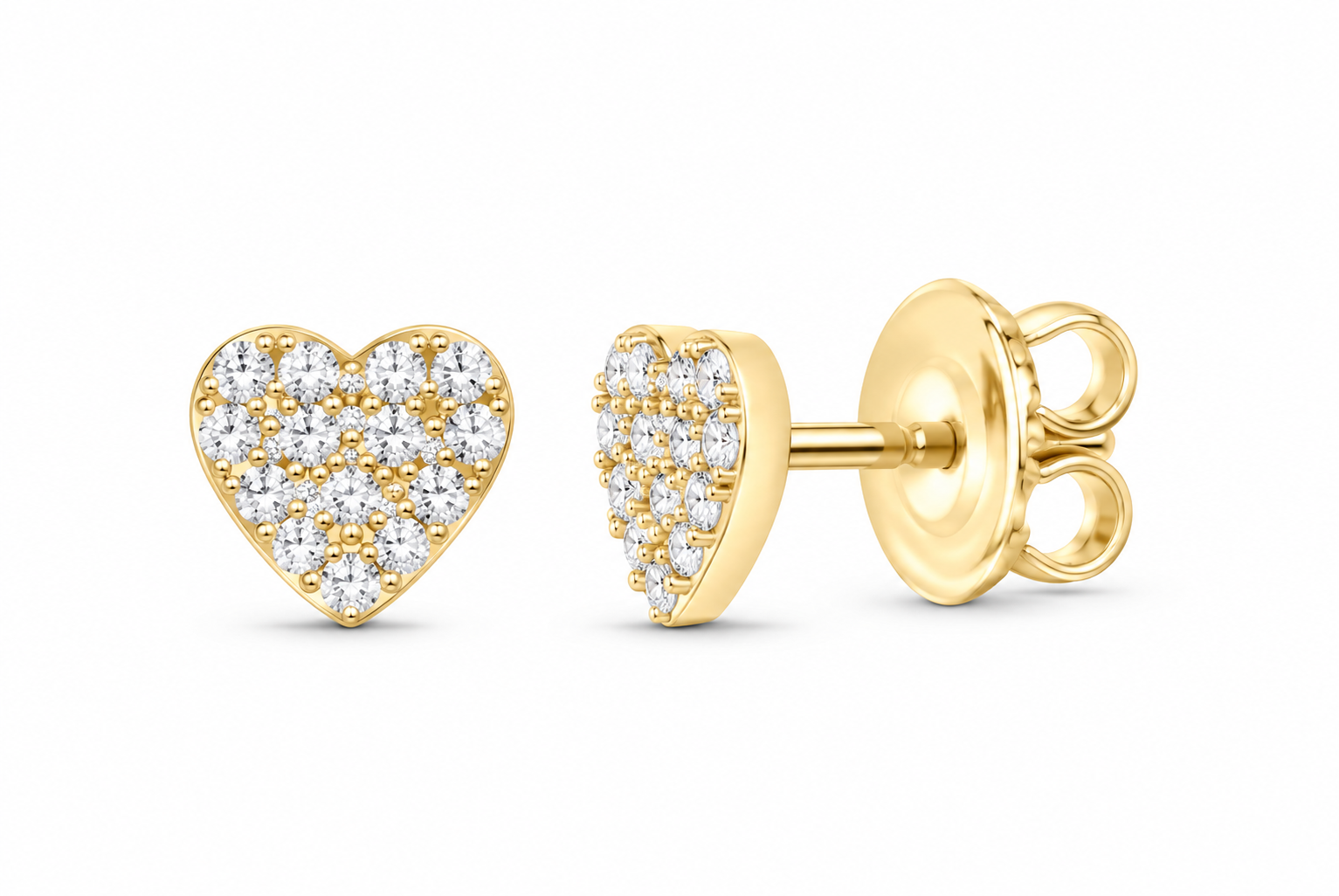 Yellow 1/5 CTW lab-grown diamond heart stud earrings SKU 17188